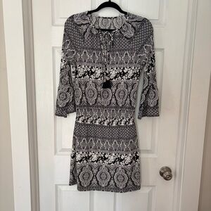 White House Black Market Black and White Print Mini Dress